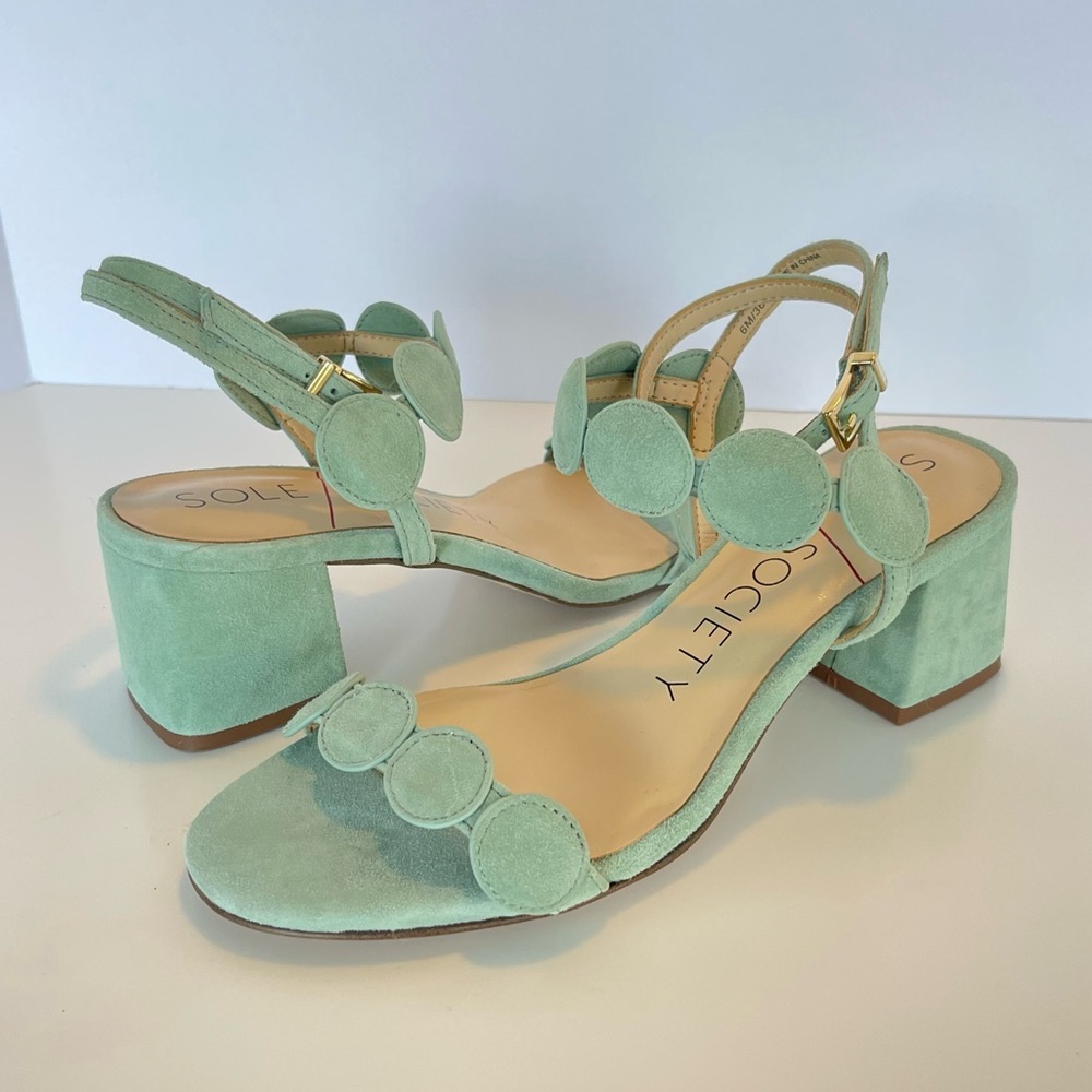 NWOT Sole Society Teal Suede Sandals, Size 6